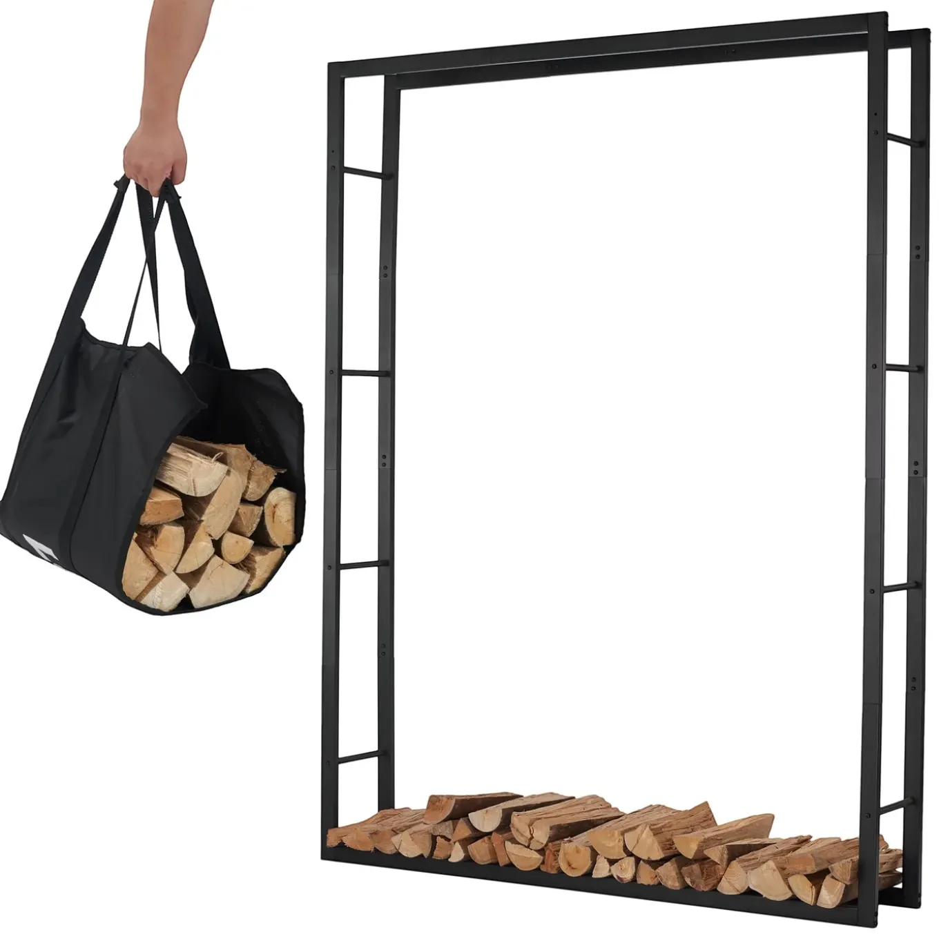 Lendo Online Brandhoutrek 148×25×196 Cm Zwart Staal