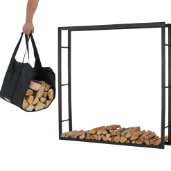 Lendo Online Brandhoutrek 148×25×148 Cm Zwart Staal