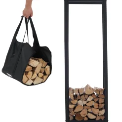 Lendo Online Brandhoutrek Met Hoes 50x25x148 Cm Zwart