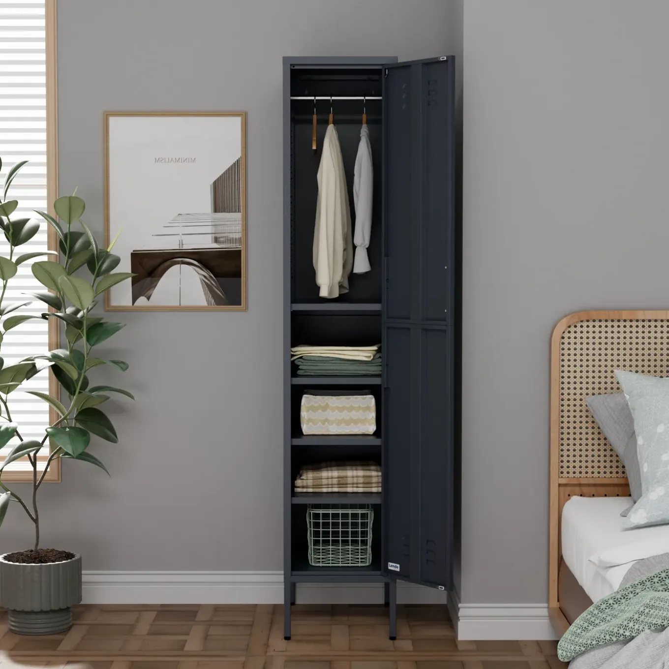 Lendo Online Lockerkast Metaal 35x50x180 Cm Antraciet