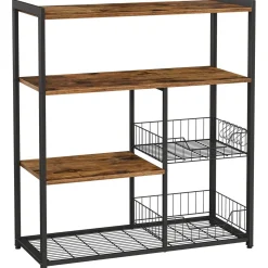 Leobert - Keukenkast - Rustiek Bruin/mat Zwart - 80x35x95 Cm