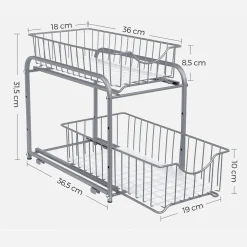 Leobert - Organizer - Metallic Grijs - 21x36,5x27,2 Cm