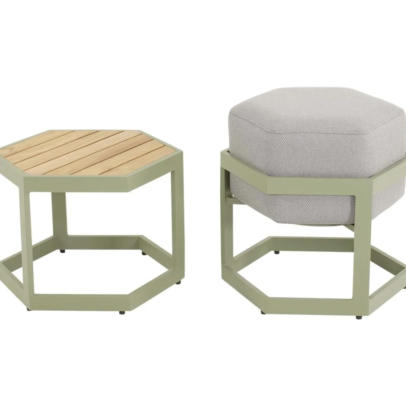 Lesli Living - Voetenbank Esagono - Groen - 48x41,5x47,5cm