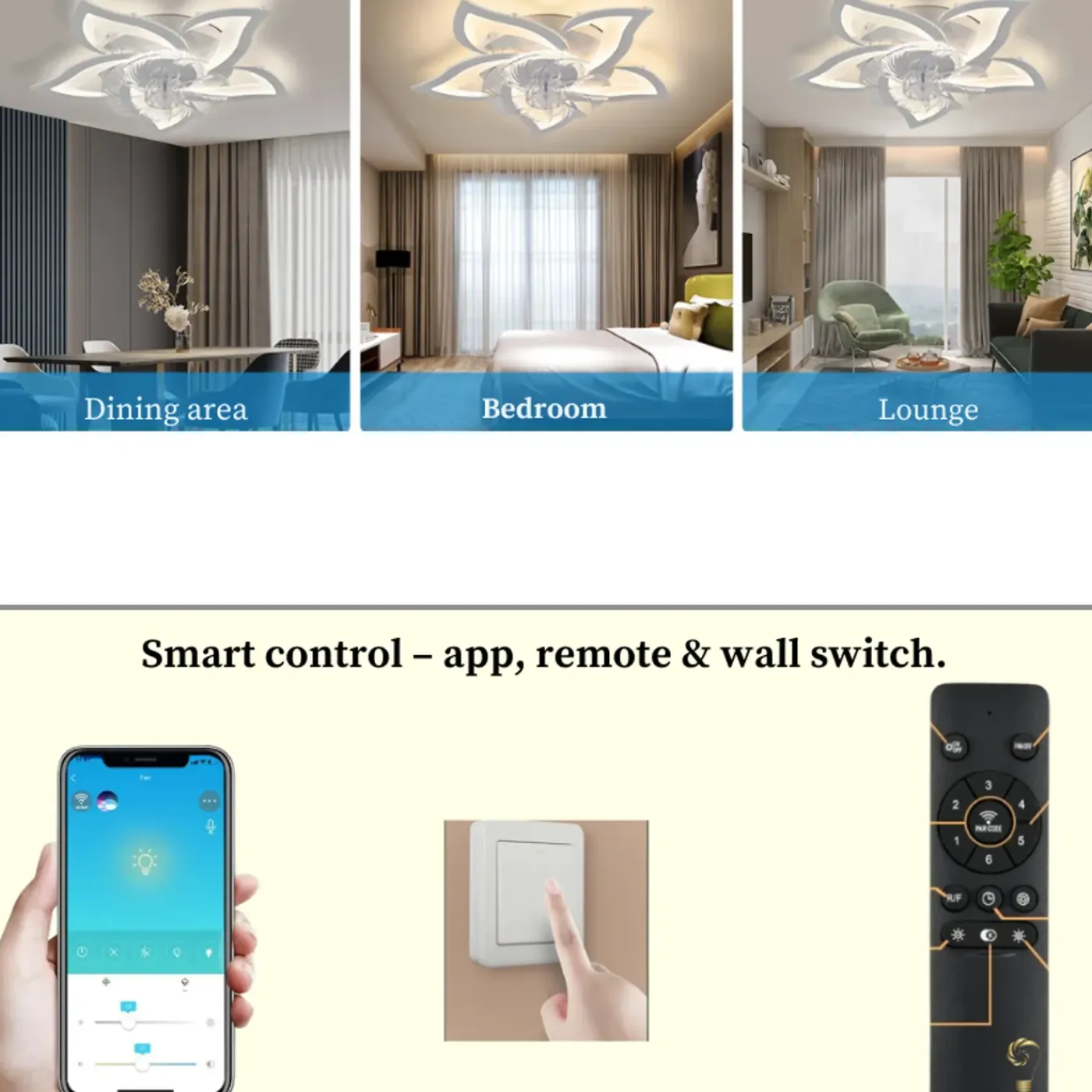 Lichtendirect - Plafondventilator met verlichting - Smart Ventilator Plafonniere- 69CM