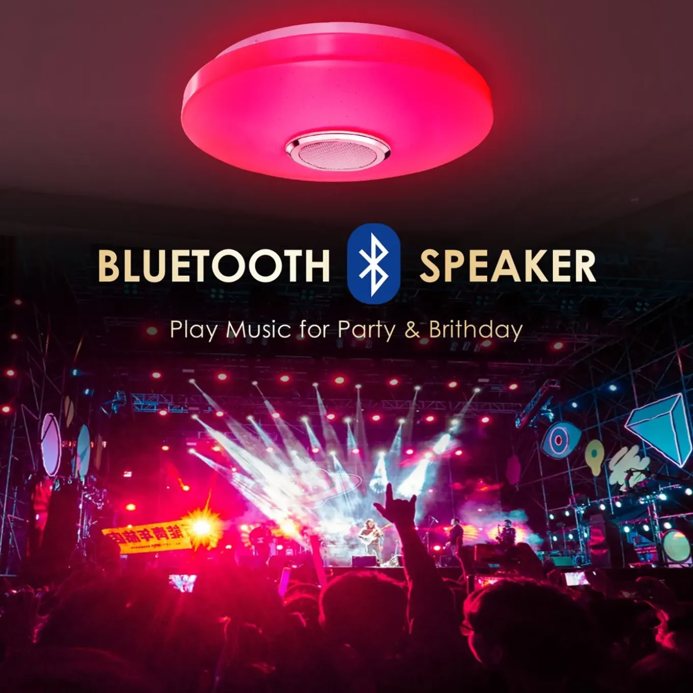 Lichtendirect- Smart plafondlamp met bluetooth speaker- Plafonniere- App functie-Afstandsbediening