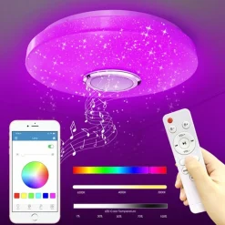 Lichtendirect- Smart plafondlamp met bluetooth speaker- Plafonniere- App functie-Afstandsbediening