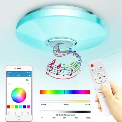 Lichtendirect- Smart plafondlamp met bluetooth speaker- Plafonniere- App functie-Afstandsbediening
