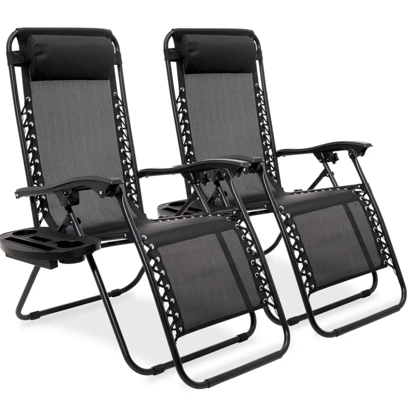 Lifegoods Opvouwbare Tuinstoelen - 2 Stuks - Ligstoel - Verstelbaar - Metaal - Zwart