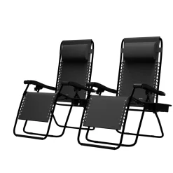 Lifegoods Opvouwbare Tuinstoelen - 2 Stuks - Ligstoel - Verstelbaar - Metaal - Zwart