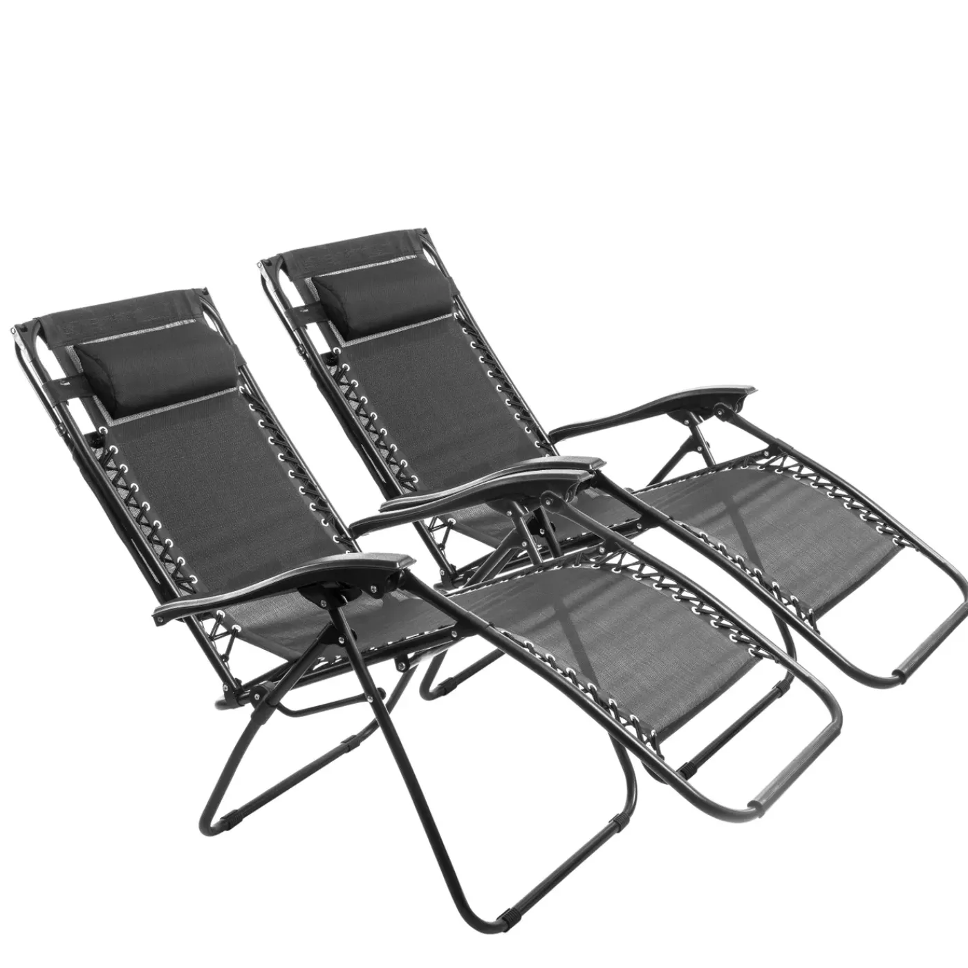 LifeGoods Tuinstoelen Opvouwbaar - Zonnescherm - Ligstoel - 2 Stuks - Metaal - Zwart