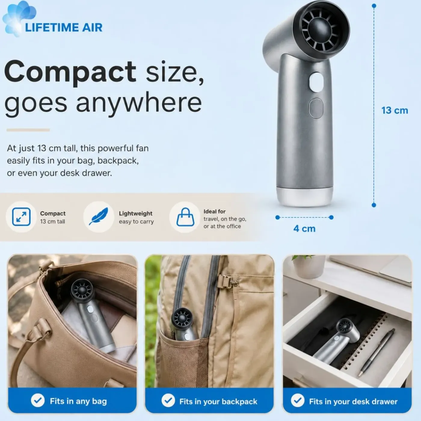 Lifetime Air Draagbare Mini Handventilator