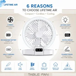Lifetime Air Tafelventilator Oplaadbaar 1200mah