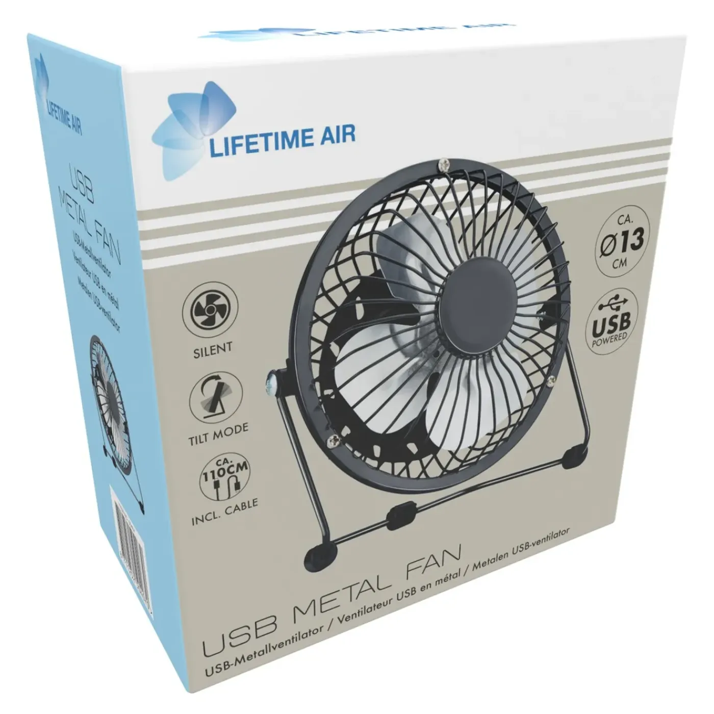 Lifetime Air Usb Ventilator Metaal D13cm