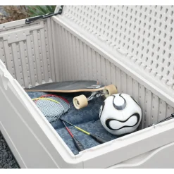 Lifetime Kunststof Kussenbox 495l - Tuinkist 61x152x67cm - Lichtgrijs