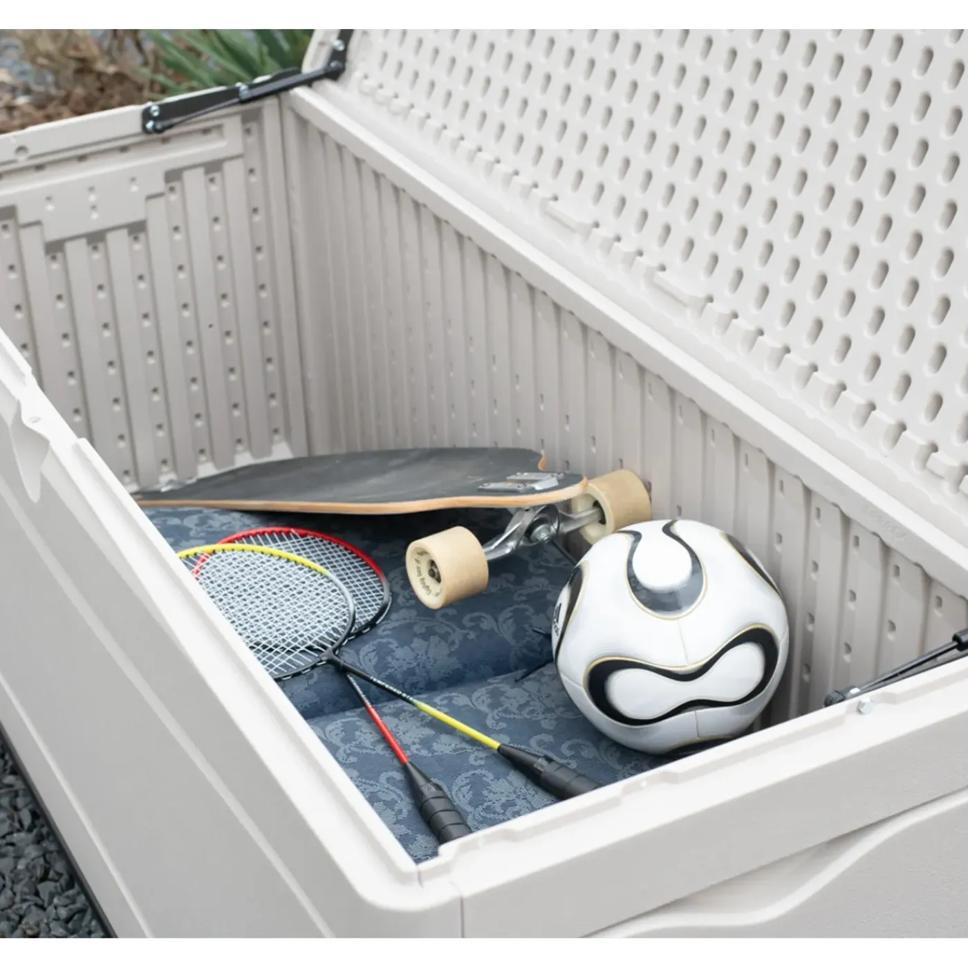 Lifetime Kunststof Kussenbox 495l - Tuinkist 61x152x67cm - Lichtgrijs
