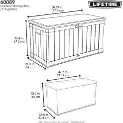 Lifetime Kunststof Kussenbox 440 Liter - Tuinkist 64x128x67cm - Bruin