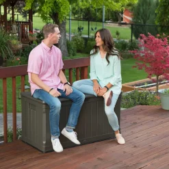 Lifetime Kunststof Kussenbox 440 Liter - Tuinkist 64x128x67cm - Bruin
