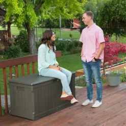 Lifetime Kunststof Kussenbox 440 Liter - Tuinkist 64x128x67cm - Bruin