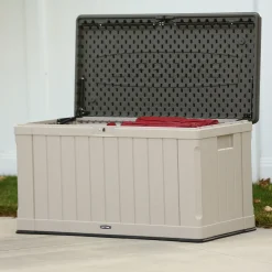 Lifetime Kunststof Kussenbox 440 Liter - Tuinkist 64x128x67cm - Lichtgrijs