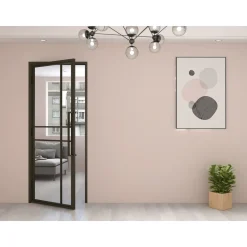 Loftdeur Stalen Binnendeur 6 Vaks Asymmetrisch 231,5x93 Links Helder Glas Sepia Bruin Metallic Brons