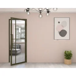 Loftdeur Stalen Binnendeur 6 Vaks Asymmetrisch 231,5 X 93 Rechtsdraaiend Helder Glas Metallic Brons