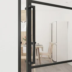 Loftdeur Stalen Scharnierdeur Smartline 3-vaks 231,5 X 93 Cm Linksdraaiend Mat Glas