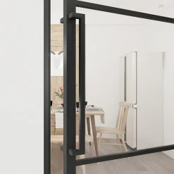 Loftdeur Stalen Scharnierdeur Smartline 3-vaks 201,5 X 83 Cm Linksdraaiend Helder Glas