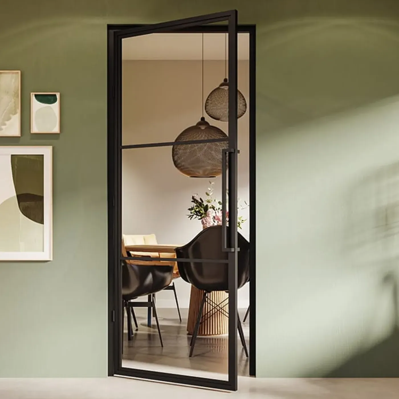 Loftdeur Stalen Scharnierdeur Smartline 3-vaks 201,5 X 83 Cm Linksdraaiend Helder Glas