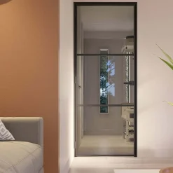 Loftdeur Stalen Scharnierdeur Slimline 3-vaks 231,5 X 93 Cm Klinksluiting Linksdraaiend Rookglas