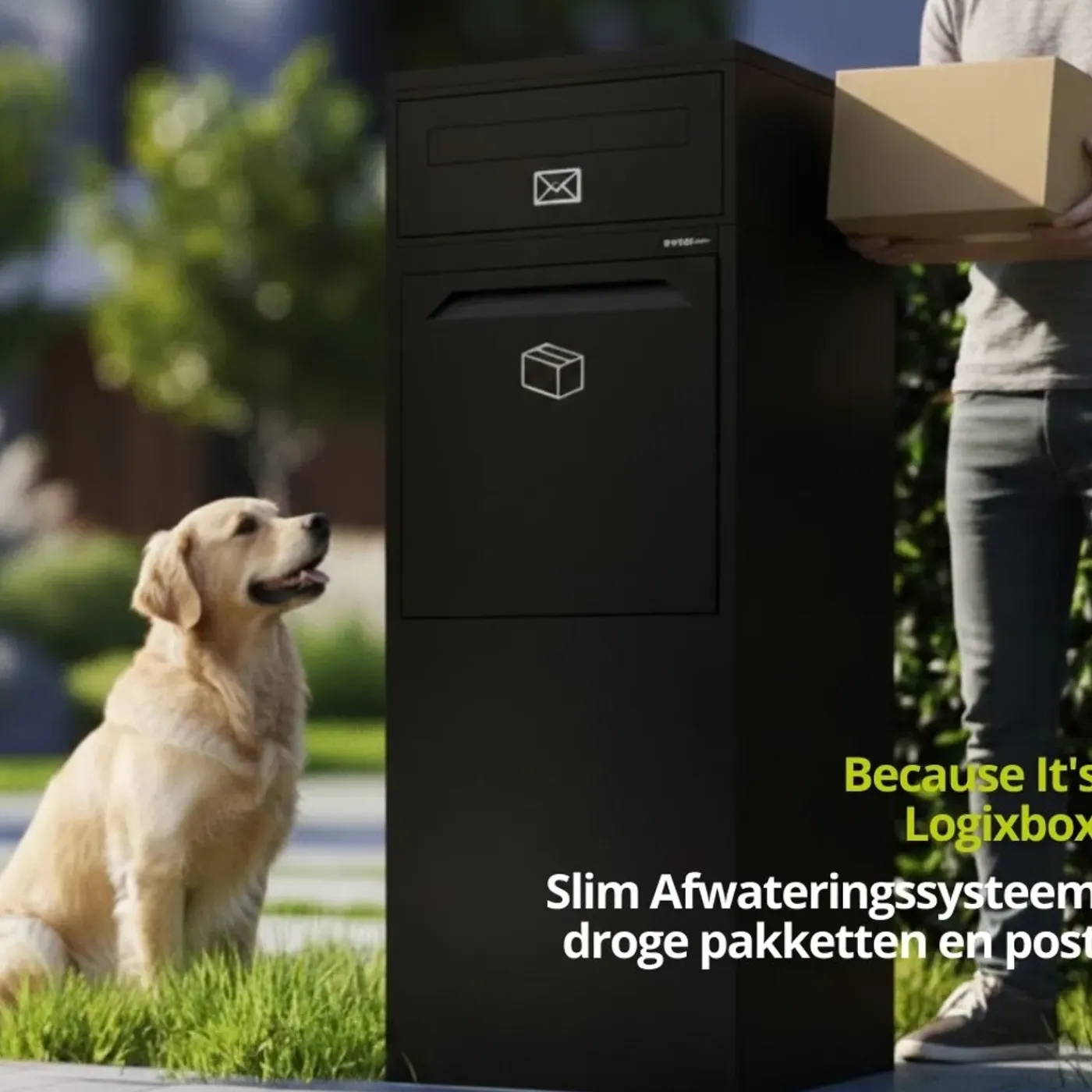 Logixbox pakketbrievenbus Complete Set Frontbox DeLuxe Achteruitname Zwart