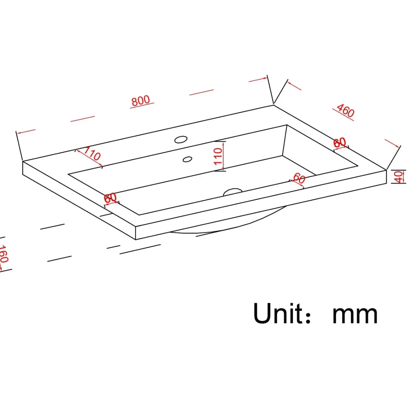 LOMAZOO Badkamermeubel Monaco Warm Eiken - Wastafel Zwart - 80cm