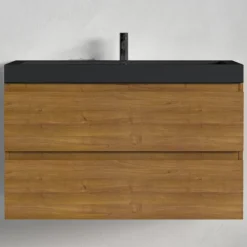 LOMAZOO Badkamermeubel Monaco Warm Eiken - Wastafel Zwart - 80cm