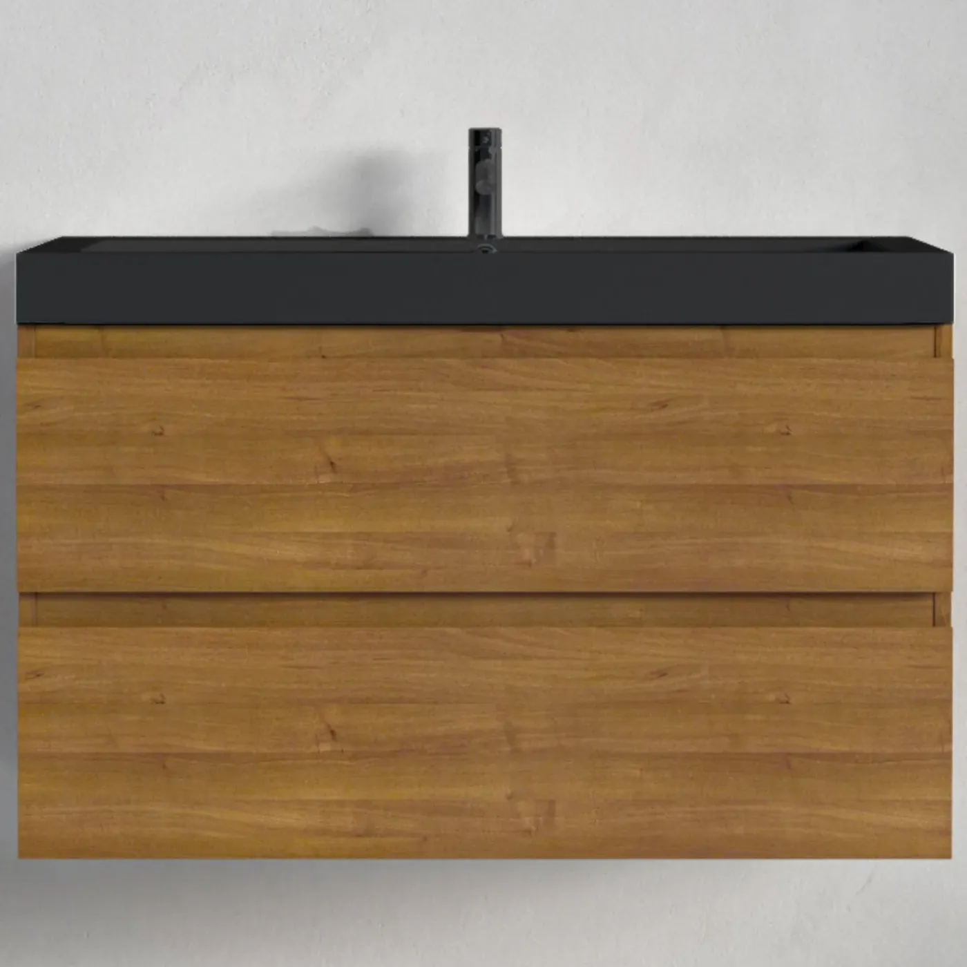 LOMAZOO Badkamermeubel Monaco Warm Eiken - Wastafel Zwart - 80cm