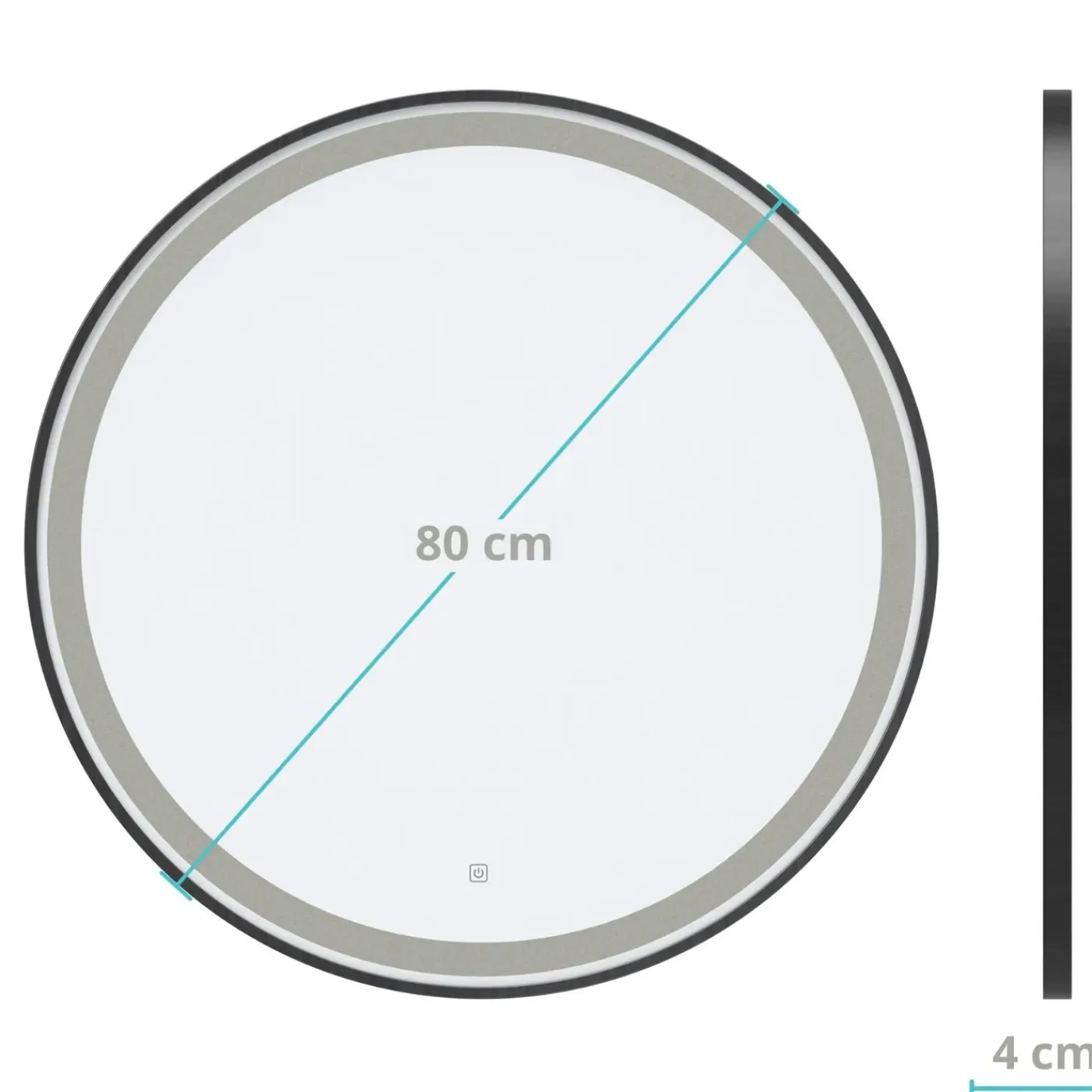LOMAZOO Badkamerspiegel Milano Led Verlichting 80 Cm Rond Zwart