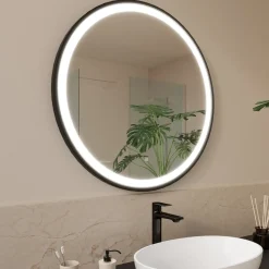 LOMAZOO Badkamerspiegel Milano Led Verlichting 80 Cm Rond Zwart