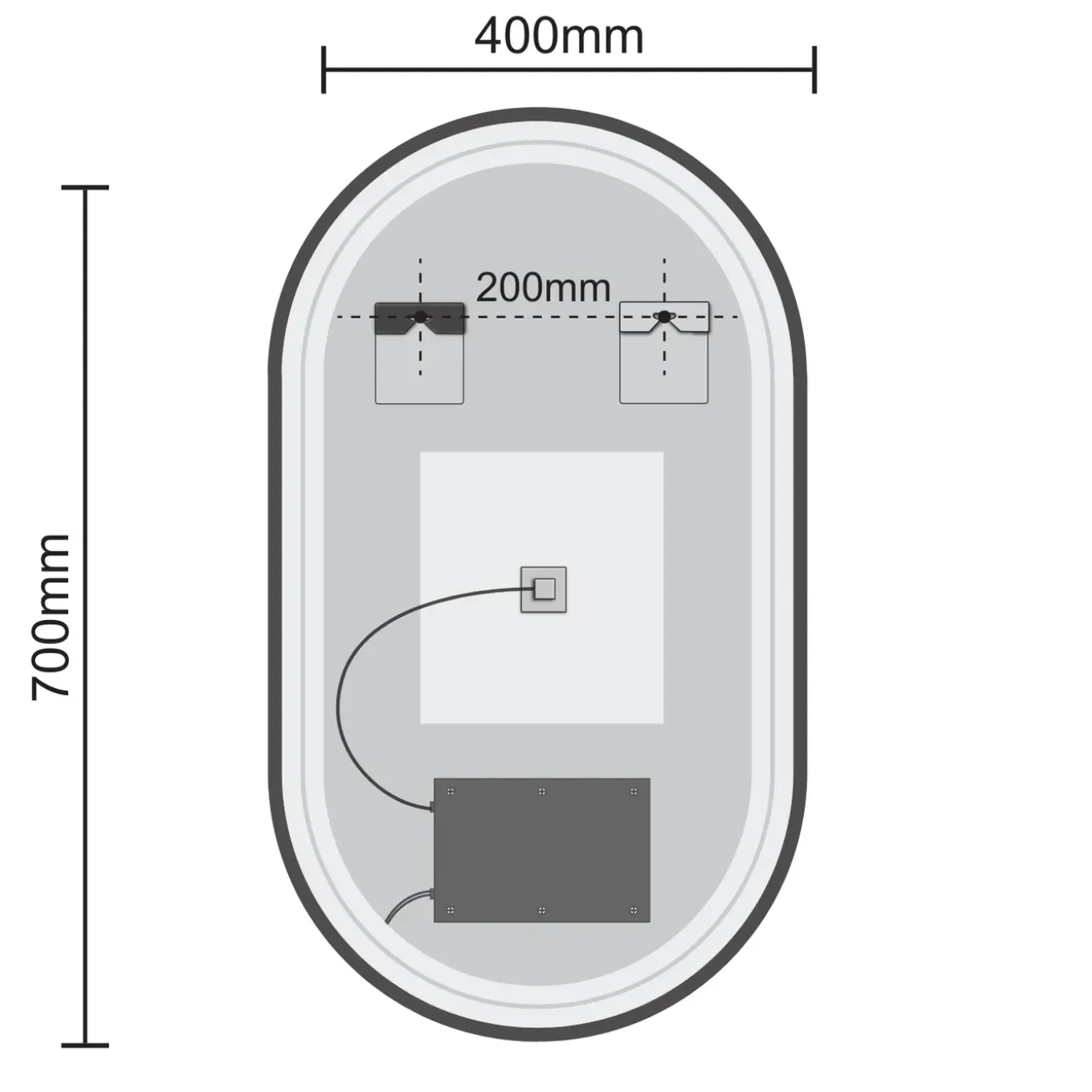 Lomazoo Badkamerspiegel Ovaal Frankfurt Met Led Verlichting 40 X 70 Cm Zwart