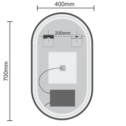 Lomazoo Badkamerspiegel Ovaal Frankfurt Met Led Verlichting 40 X 70 Cm Zwart