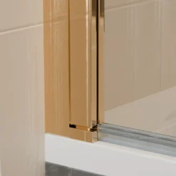 Lomazoo Badwand Palmas -100x140cm - Goud - Nano Coating Anti-kalk - 2delig - Draaibaar - Helder Glas
