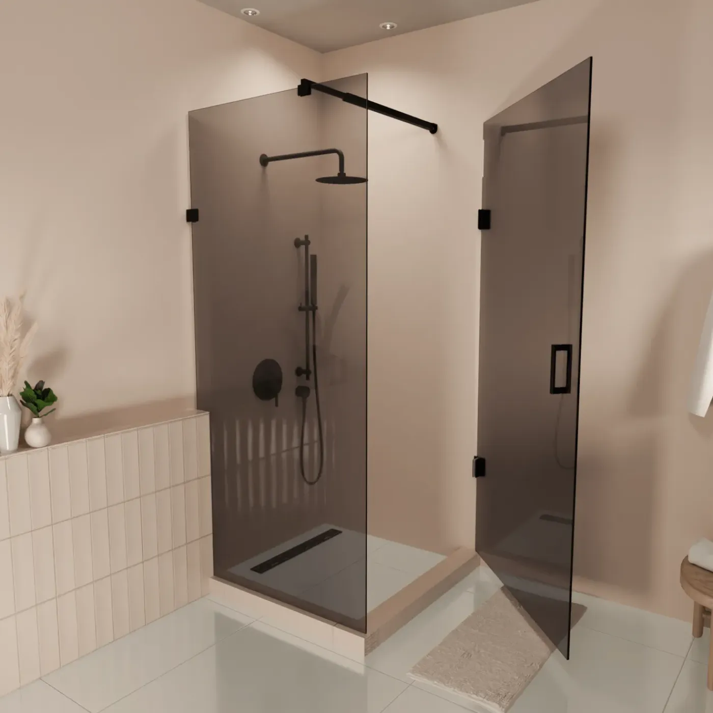 LOMAZOO Douchecabine Cali - 90 X 90 Cm - Zwart - 8 Mm Rookglas - Nano Coating
