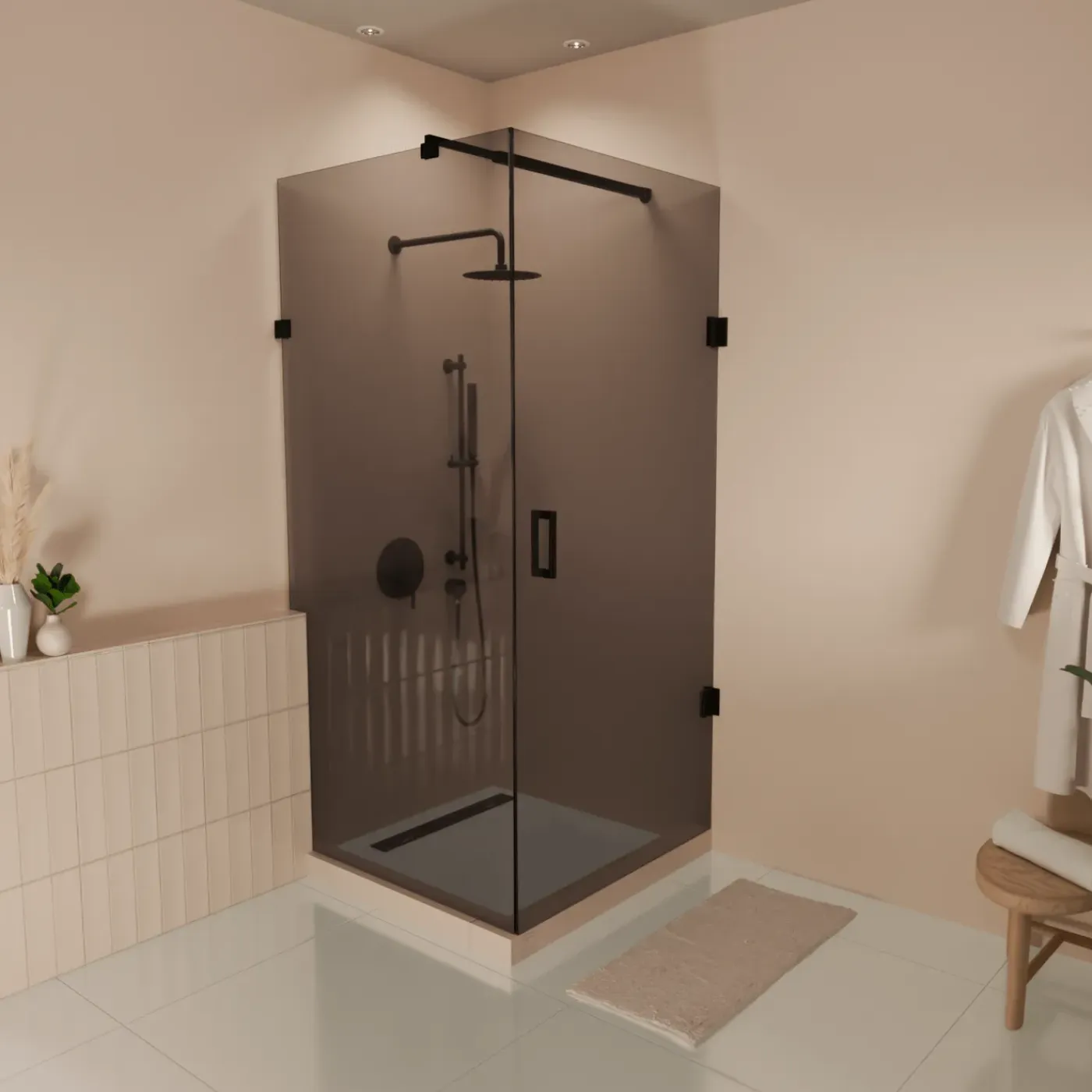 LOMAZOO Douchecabine Cali - 90 X 90 Cm - Zwart - 8 Mm Rookglas - Nano Coating
