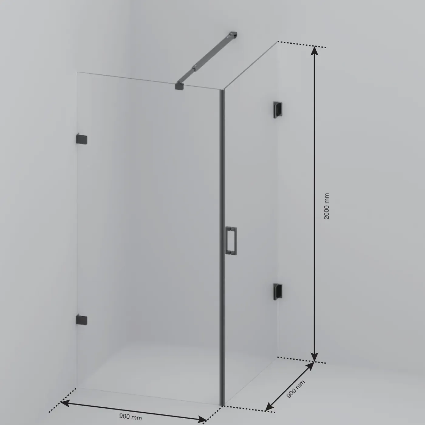 LOMAZOO Douchecabine Cali - 90 X 90 Cm - Zwart - 8 Mm Rookglas - Nano Coating