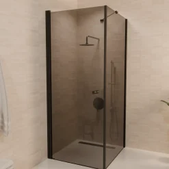 Lomazoo Douchecabine Medellin - 90 X 90 Cm - Zwart - 6 Mm Rookglas - Nano Coating
