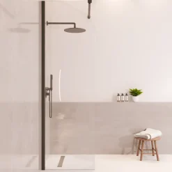 LOMAZOO Douchewand Lima - 60x200 Cm - Inloopdouche Zwart - 8 Mm Helder Glas - Nano Coating Anti Kalk