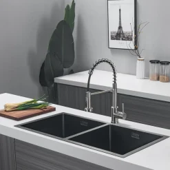 Lomazoo Dubbele Spoelbak Galaxy Rvs Gun Metal 875x450 Mm