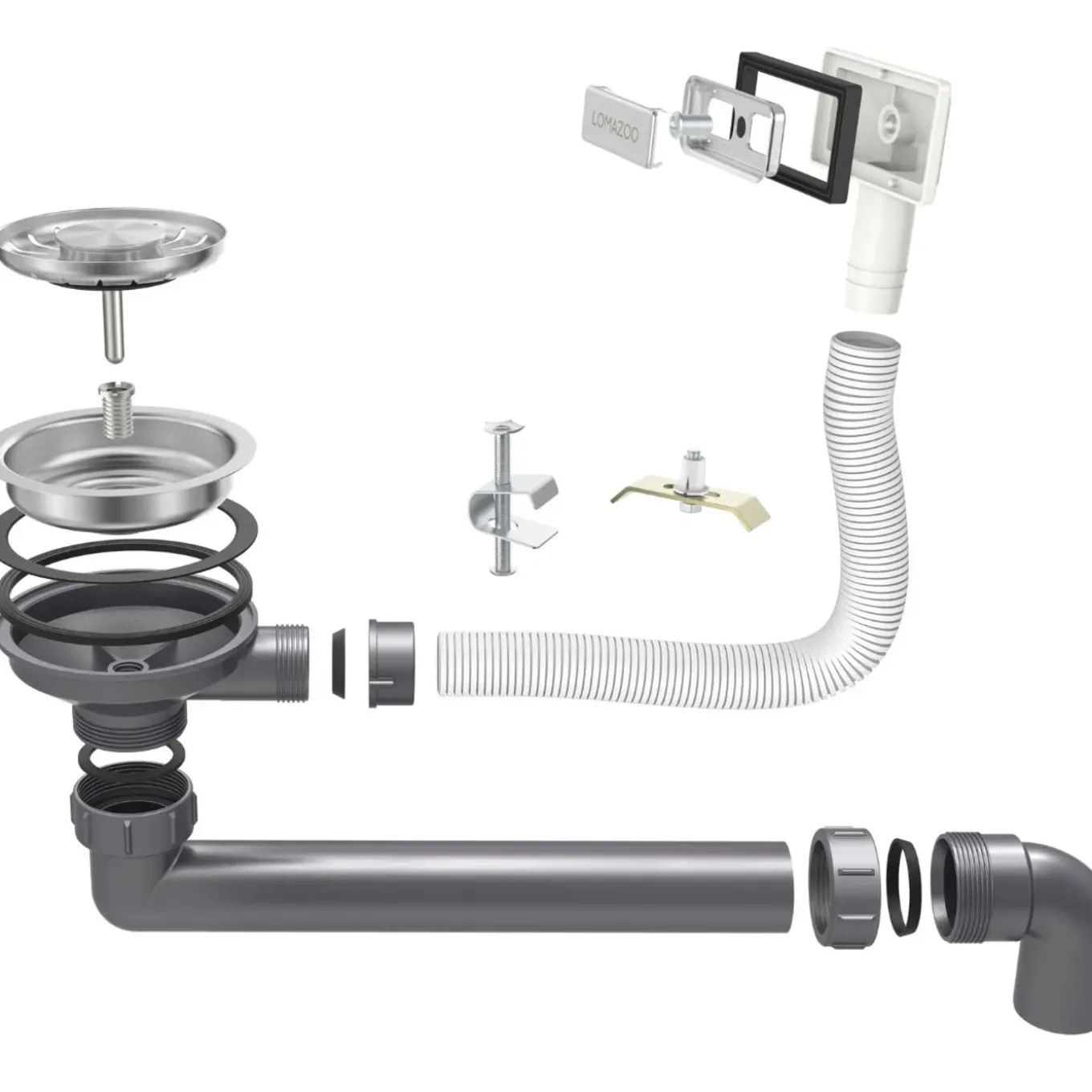 Lomazoo Dubbele Spoelbak Galaxy Rvs Gun Metal 875x450 Mm