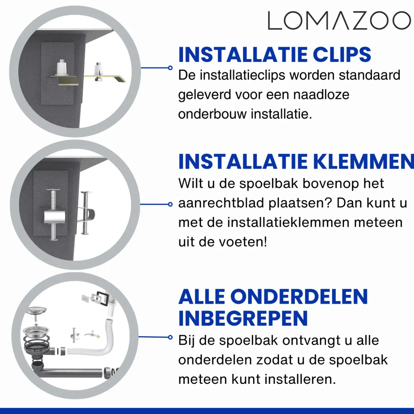 LOMAZOO Dubbele Spoelbak Galaxy Rvs Gun Metal 595x450 Mm