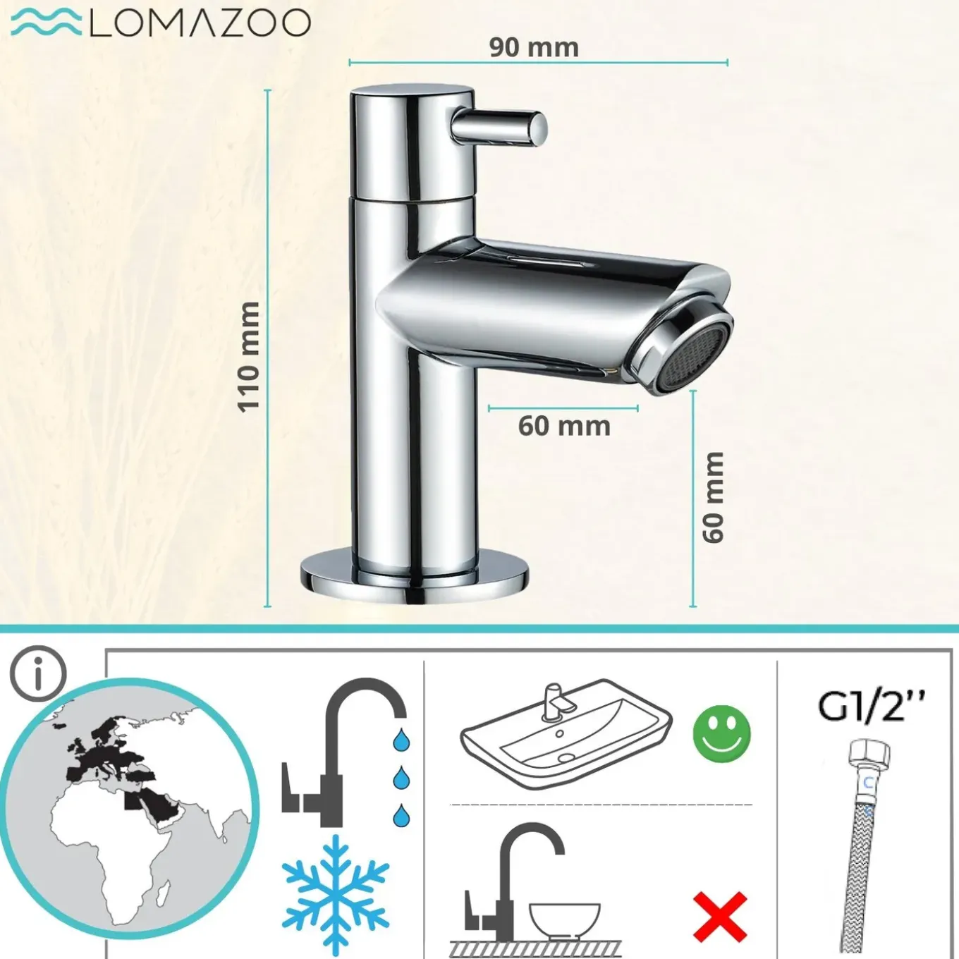 Lomazoo Fonteinkraan Chroom Pyrmont