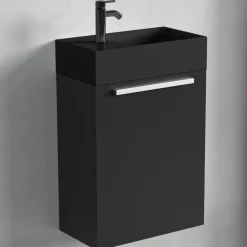 LOMAZOO Toiletmeubel Bombay Mat Zwart - Wastafel Zwart - 40cm