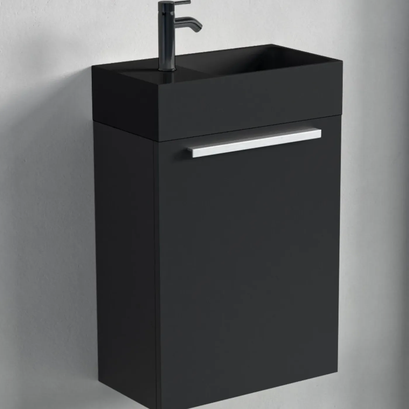 LOMAZOO Toiletmeubel Bombay Mat Zwart - Wastafel Zwart - 40cm