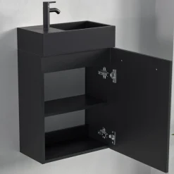 LOMAZOO Toiletmeubel Bombay Mat Zwart - Wastafel Zwart - 40cm